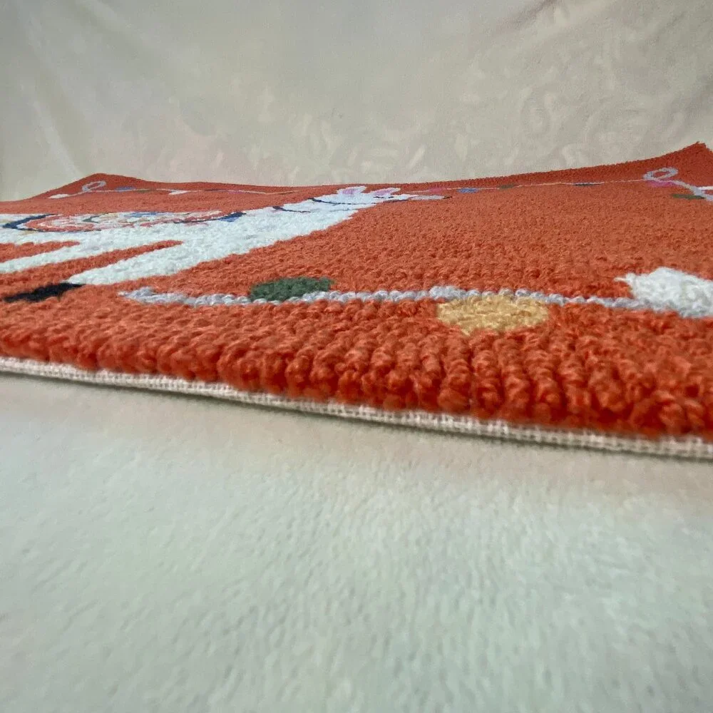 NWOT Hooked Rug with Festive Llama